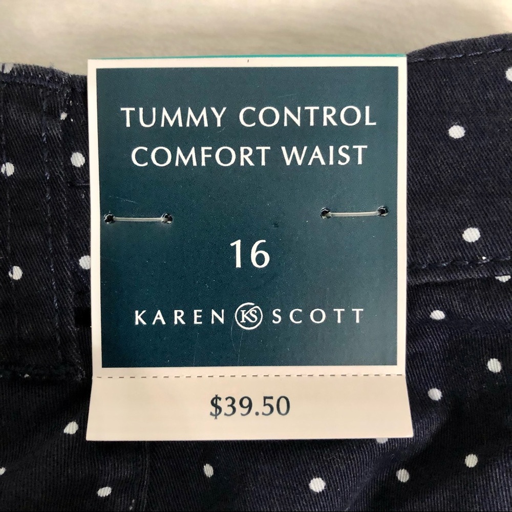 ❌SOLD❌ Karen Scott | NWT Comfort Capri Pants, Navy Blue & White Polka Dot, Sz 16 - Picture 4 of 17